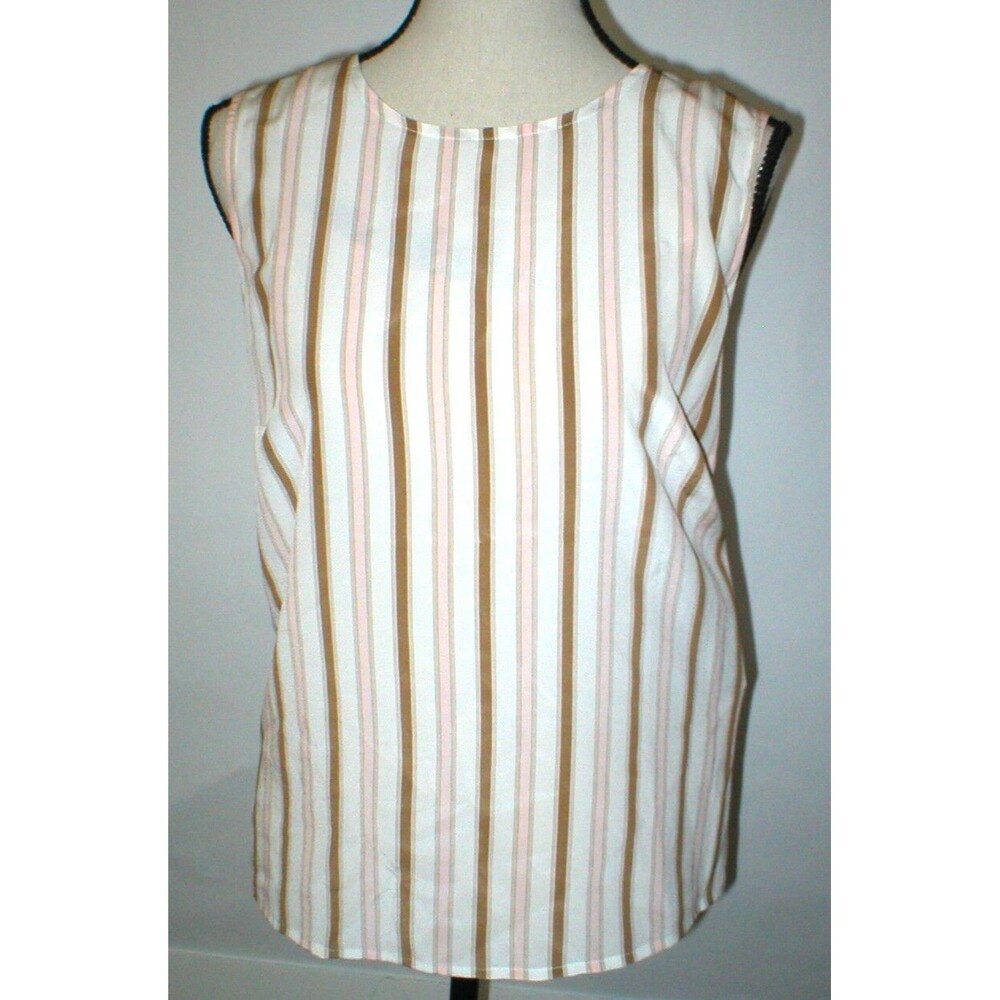 NWT $278 Worth New York Womens 12 Blouse Top Designer Silk Pink Brown White Work